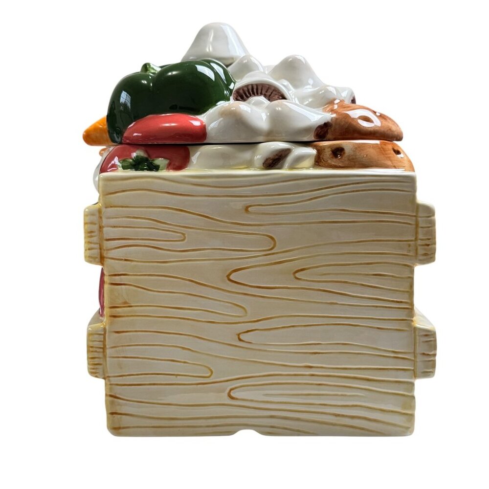 1996 Vintage Collectible Treasure Craft Cookie Jar Vegetable Crate 11" Height - Picture 4 of 12